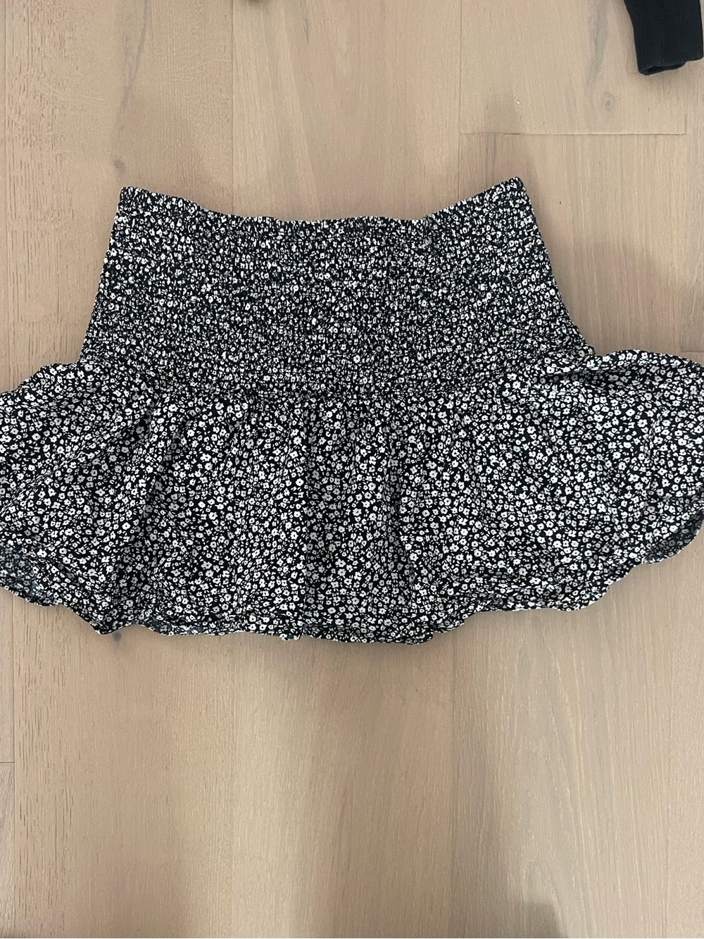 H&M Black Floral Smocked Circle Skirt